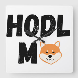 Hodl Me Shiba Inu Crypto Square Wall Clock