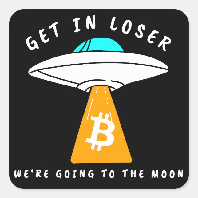 Hodl - Moon - UFO - BITCOIN - Crypto Square Sticker (Front)