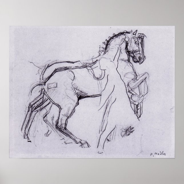 Hodler - Cavalryman Striding A Horse 1908 Poster (Front)