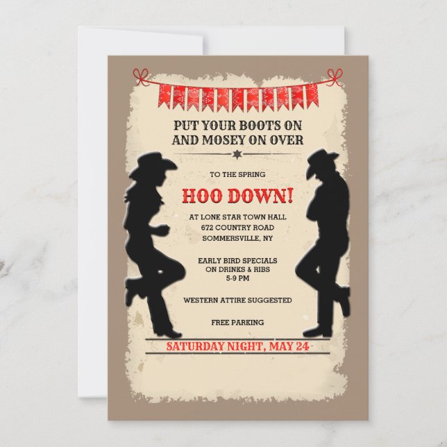 Hoedown Country Western  Invitation Customised (Front)