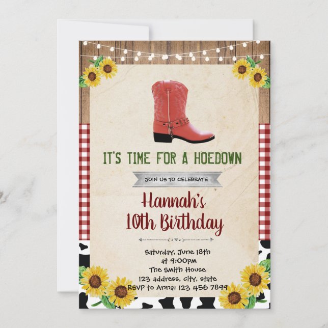 Hoedown Rustic Country Western invitation (Front)