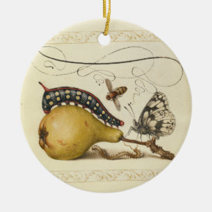 Hoefnagel Vintage Pear & Insects 1500s Renaissance Ceramic Tree Decoration