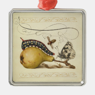 Hoefnagel Vintage Pear & Insects 1500s Renaissance Metal Tree Decoration