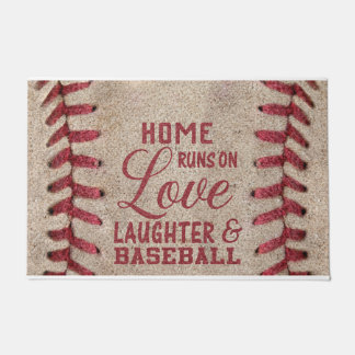Hoem Runs On Love Laughter And Baseball Doormat