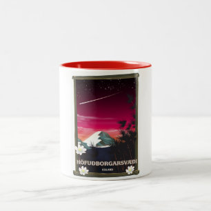 Höfuðborgarsvæði Iceland Iceland travel poster Two-Tone Coffee Mug
