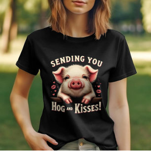 Hog and Kisses Valentines Cute Pig Endearing Love T-Shirt