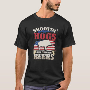 Hog Hunting American Flag USA Shootin Hogs Hunt Dr T-Shirt