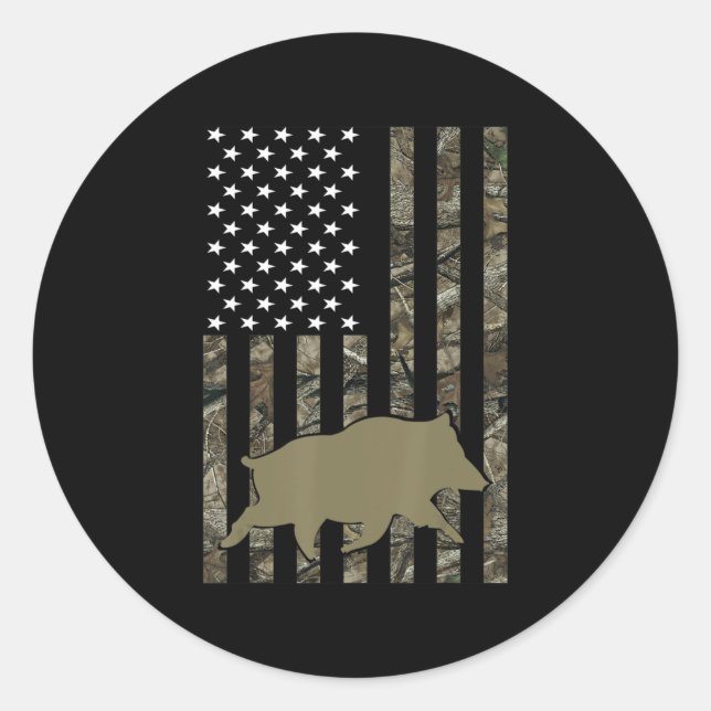 Hog Hunting For Men Women Wild Boar Pig Hunter Classic Round Sticker (Front)