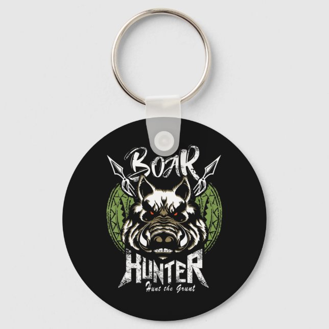 Hog Hunting  Fun Boar Hunter Gift Key Ring (Front)