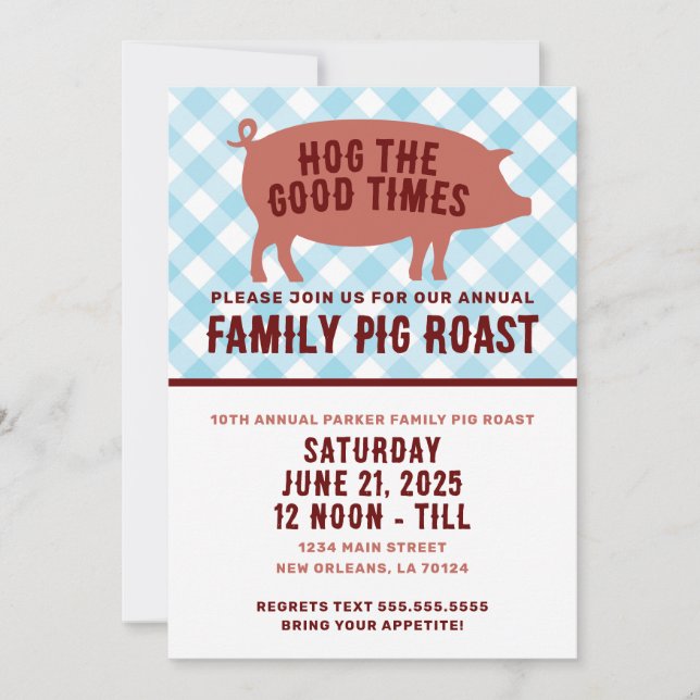 Hog the Good Times Pig Roast Invitation (Front)