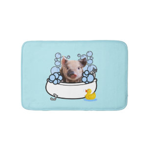Hog Wash - Pig in Tub with Rubber Ducky Bath Mat