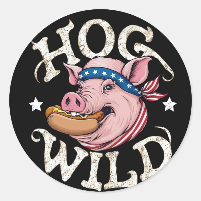 Hog Wild Classic Round Sticker (Front)