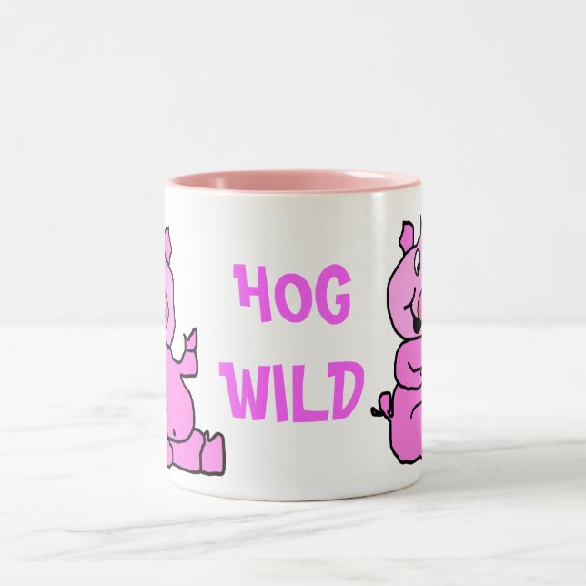"HOG WILD" Pink Cartoon Pig Ceramic Mug (Center)