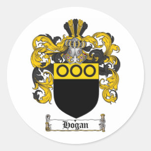 HOGAN FAMILY CREST -  HOGAN COAT OF ARMS CLASSIC ROUND STICKER