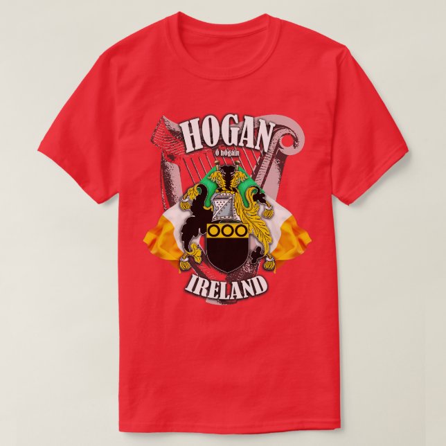 Hogan Family Name English and Irish T-Shirt (Design Front)