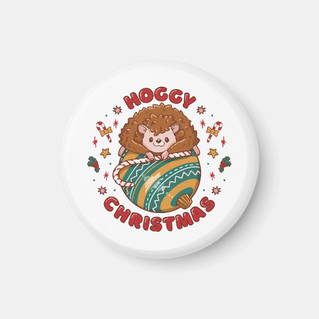 Hoggy Christmas Hedgehog  Magnet (Front)