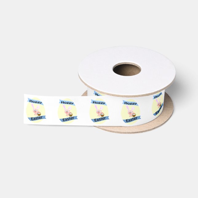Hoggy Easter Pig Satin Ribbon (Spool)