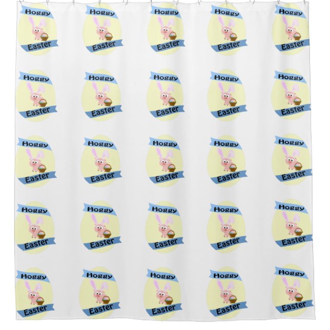 Hoggy Easter Pig Shower Curtain (Front)