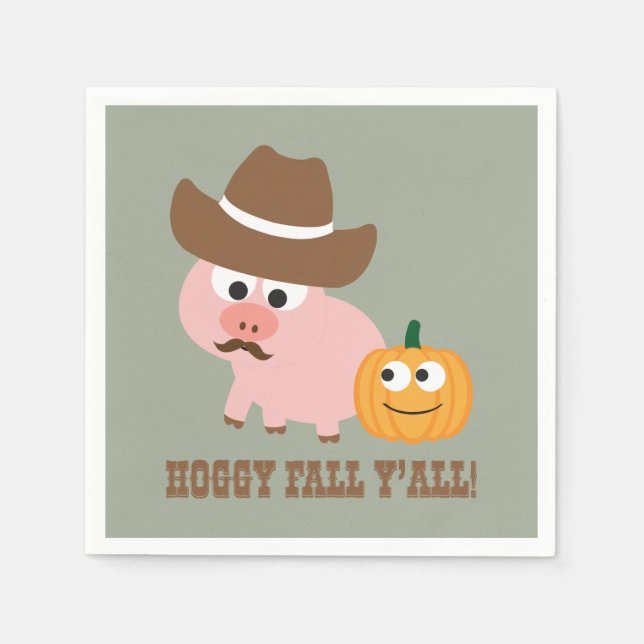 Hoggy Fall Y'all! Napkin (Front)