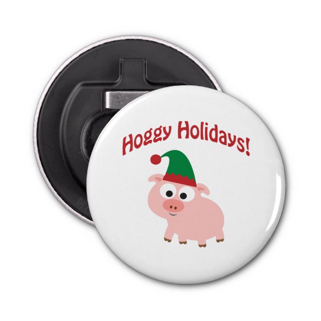 Hoggy Holidays! Elf Pig Bottle Opener (Front)