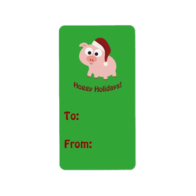 Hoggy Holidays! Santa Pig Label (Front)