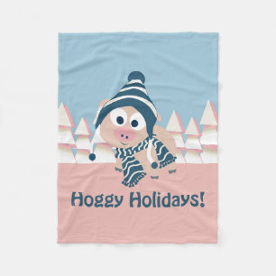 Hoggy Holidays! Winter Pig Fleece Blanket