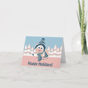 Hoggy Holidays! Winter Pig Holiday Card