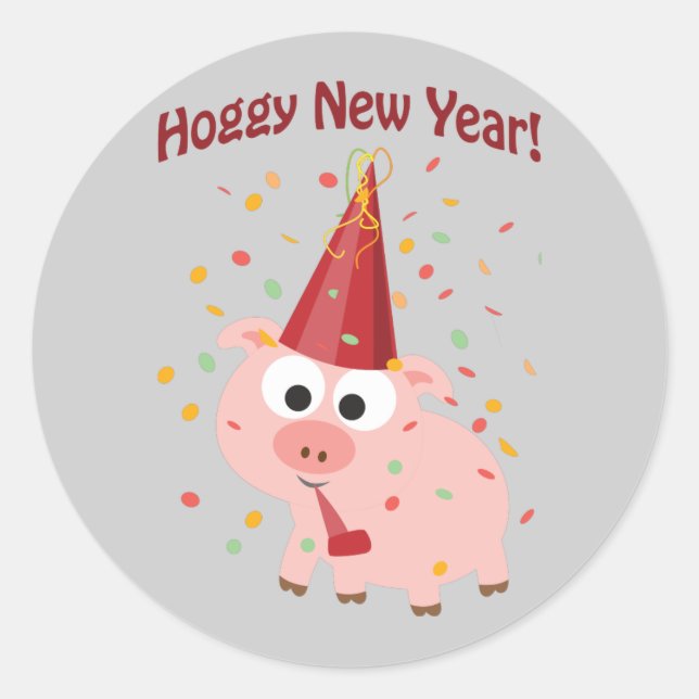 Hoggy New year! Classic Round Sticker (Front)