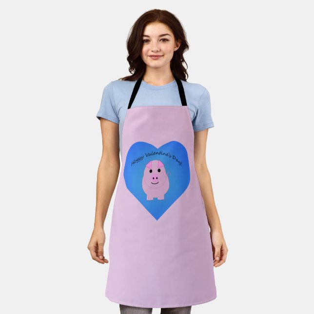 Hoggy Valentine's Day Pig Apron (Worn)