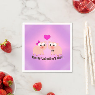 Hoggy Valentine's Day Pig Love Pun Napkin