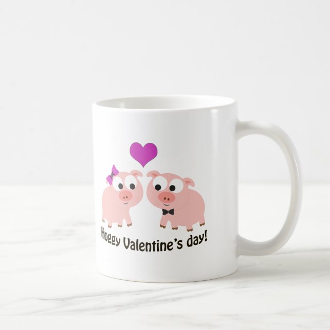 Hoggy Valentines Day Pigs Coffee Mug (Right)