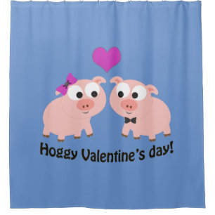 Hoggy Valentines Day Pigs Shower Curtain