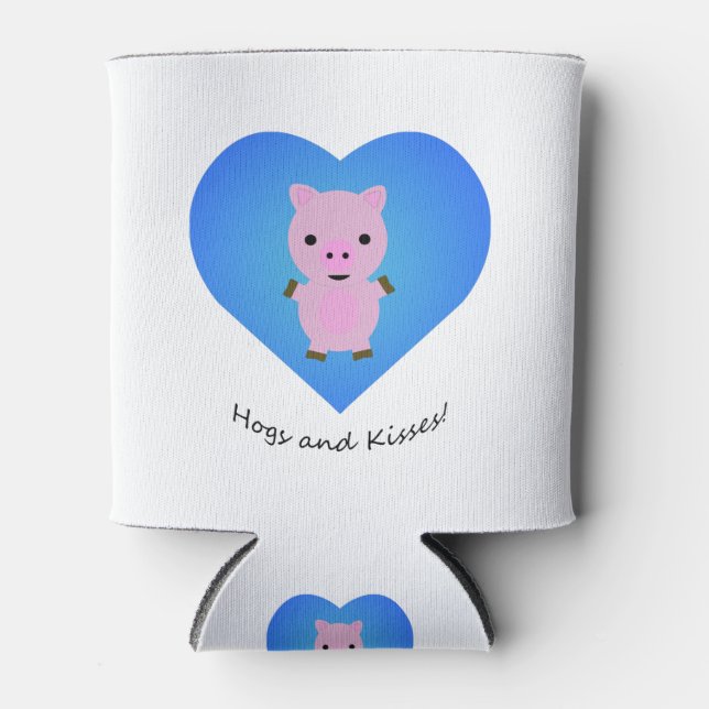 Hogs and Kisses Pig Can Cooler (Front)