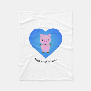 Hogs and Kisses Pig Fleece Blanket