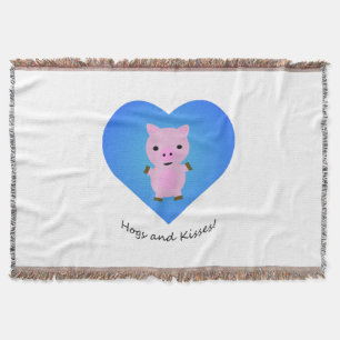 Hogs and Kisses Pig Throw Blanket