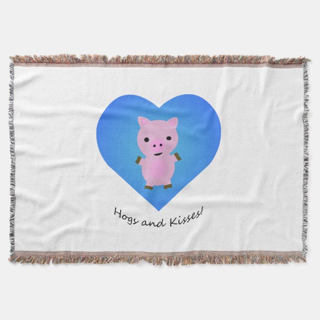 Hogs and Kisses Pig Throw Blanket (Front)