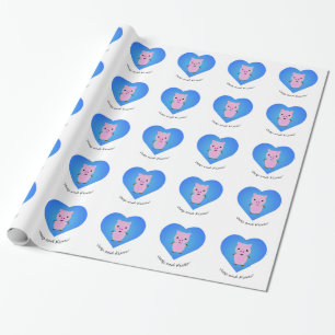 Hogs and Kisses Pig Wrapping Paper