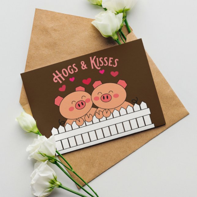 Hogs and Kisses Pigs Love Post Card (Creator Uploaded)
