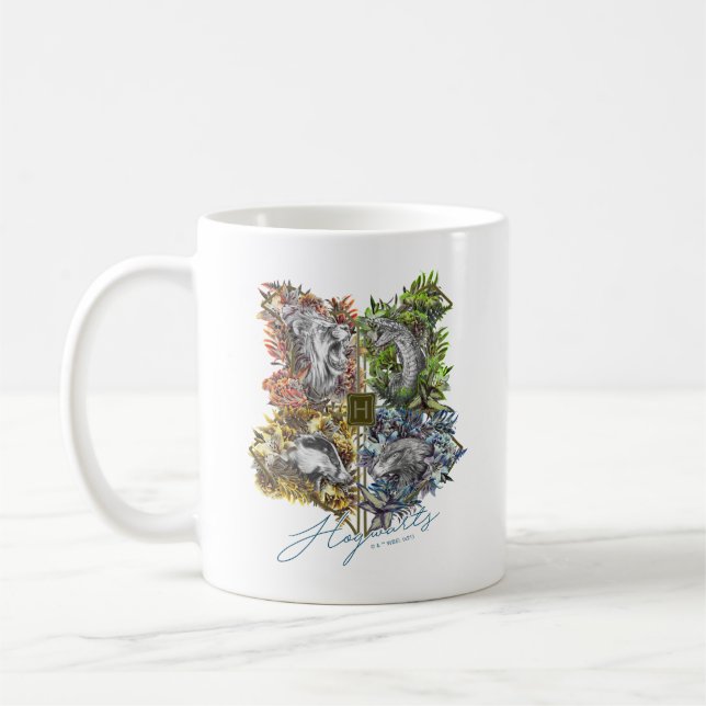 HOGWARTS™ Badge Floral Graphic Coffee Mug (Left)