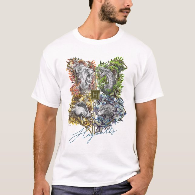 HOGWARTS™ Badge Floral Graphic T-Shirt (Front)