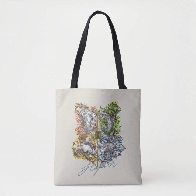 HOGWARTS™ Badge Floral Graphic Tote Bag (Front)