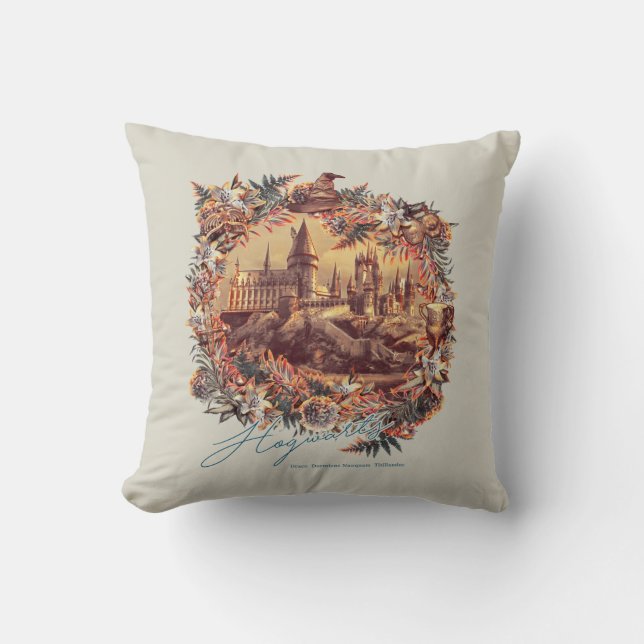 HOGWARTS™ CASTLE Floral Graphic Cushion (Front)