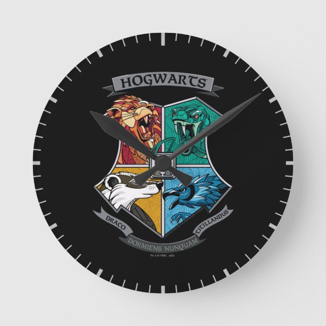 HOGWARTS™ Crosshatched Emblem Round Clock (Front)