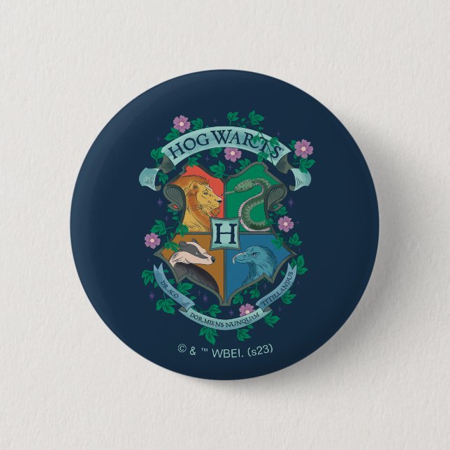 HOGWARTS™ Floral Crest 6 Cm Round Badge (Front)