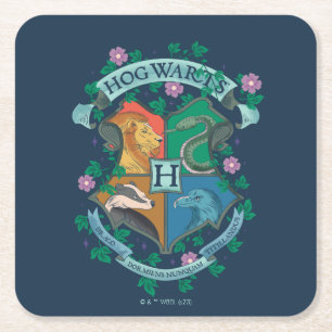 HOGWARTS™ Floral Crest Square Paper Coaster