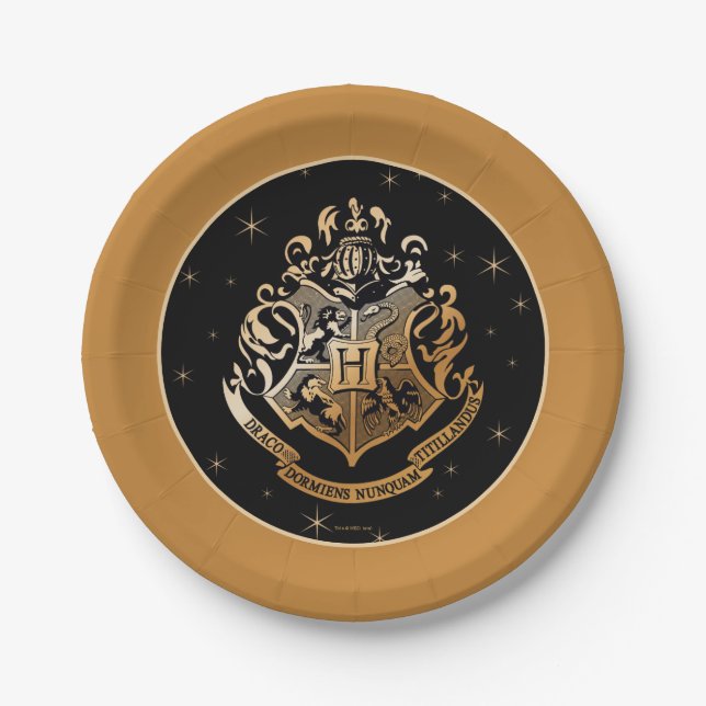 HOGWARTS™ Glistening Golden Crest Paper Plate (Front)