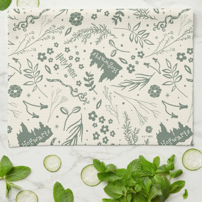 HOGWARTS™ Herbology Magic Pattern Tea Towel (Folded)