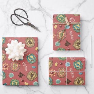 HOGWARTS™ Houses Holiday Cookie Pattern Wrapping Paper Sheet