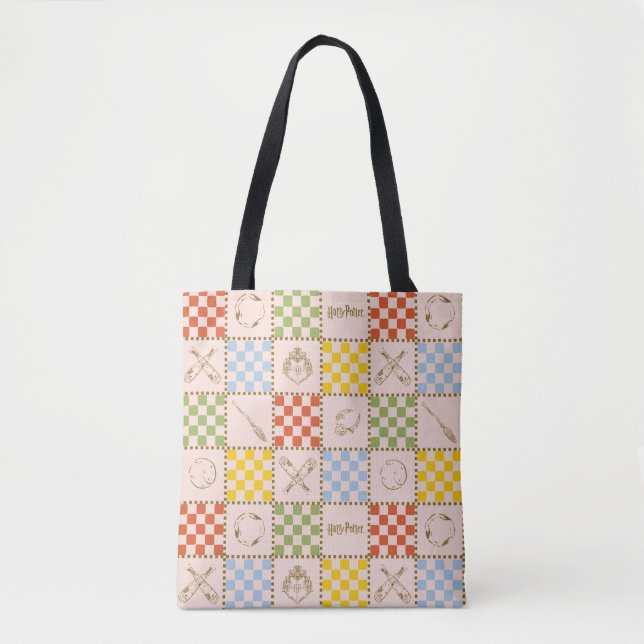 HOGWARTS™ QUIDDITCH™ Team Checker Pattern Tote Bag (Front)