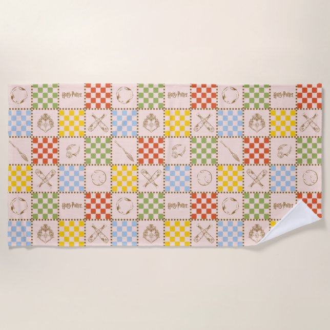 HOGWARTS™ QUIDDITCH™ Team Chequered Pattern Beach Towel (Front)